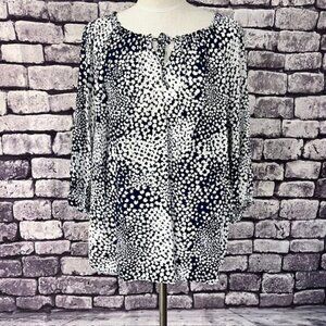Talbots Blue & White Short Sleeve Blouse Size 2X